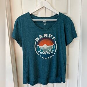 🗻 Blue 84 Banff Canada Graphic Tee | Adventure Vibes in Soft Teal - Medium